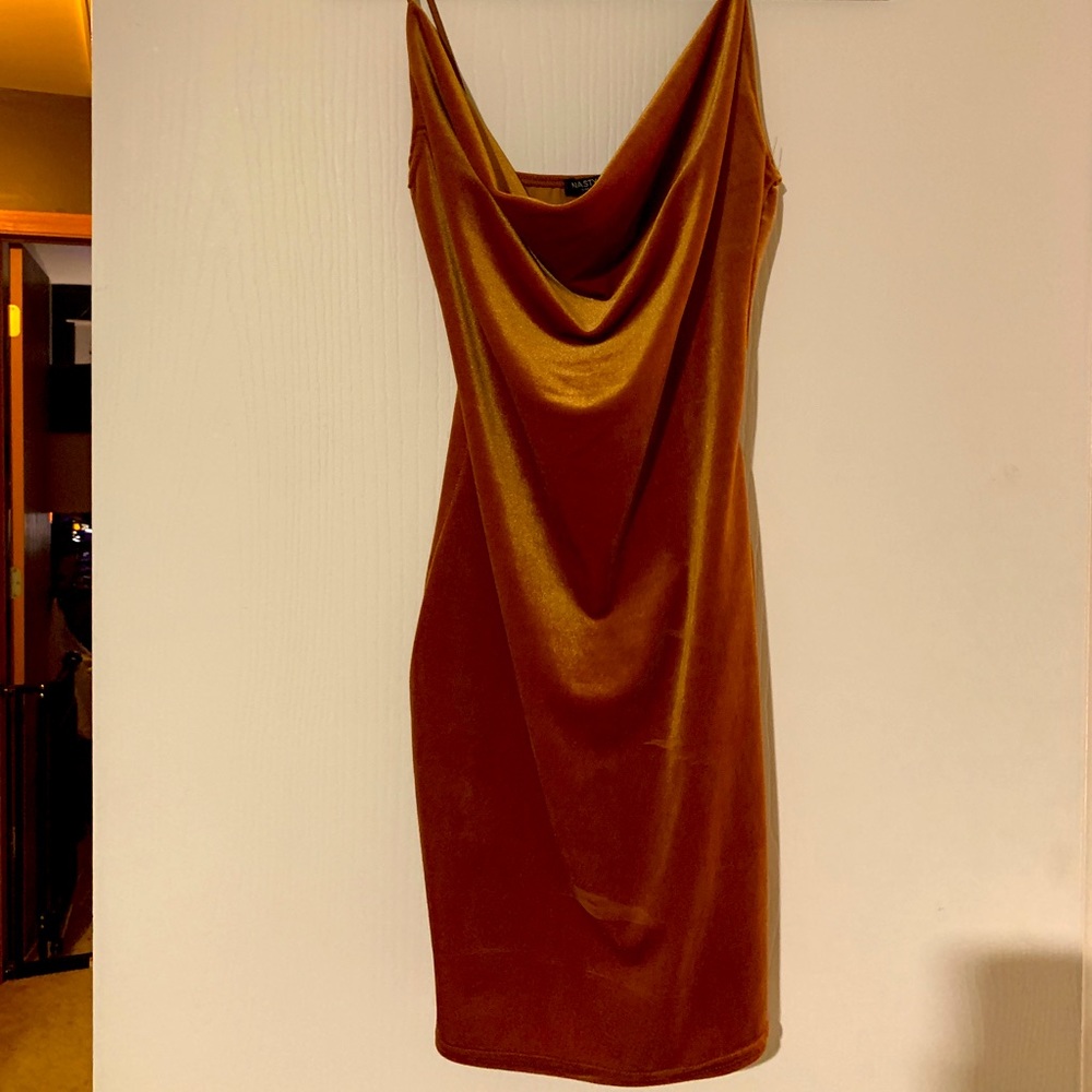 Nasty Gal Orange Cowl Neck Dress